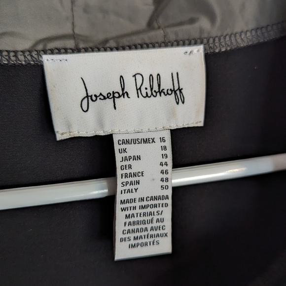 Joseph Ribkoff Black and Avocado Mixed Material Tunic Top sz 16 - Picture 4 of 5